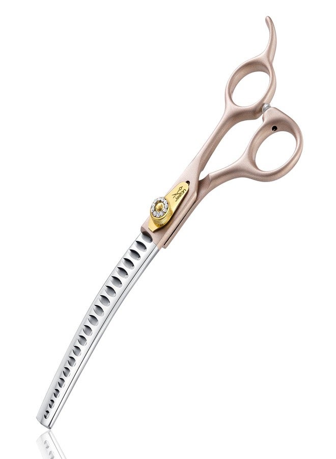 JASON Professional Curved Chunker Shears - 7 Inch Chunker Scissor Dog Grooming Japanese 440C Stainless Steel Diamond Screw with 21 Fishbone Teeth Dog Shears, Rosegold Christmas Gift - Image 1