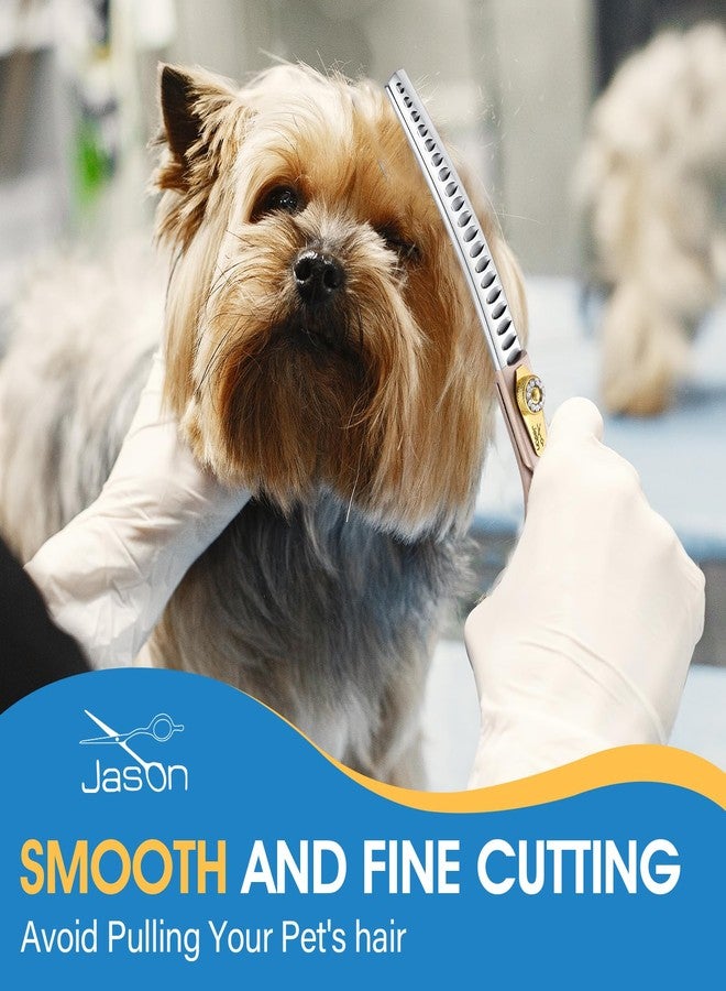 JASON Professional Curved Chunker Shears - 7 Inch Chunker Scissor Dog Grooming Japanese 440C Stainless Steel Diamond Screw with 21 Fishbone Teeth Dog Shears, Rosegold Christmas Gift - Image 5