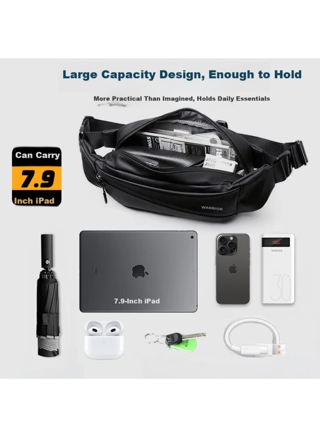 Pull Back Warrior Magnetic Buckle Men's Functional Crossbody Chest Bag Large Capacity Trendy Casual Cycling Sports Sling Bag - Image 3
