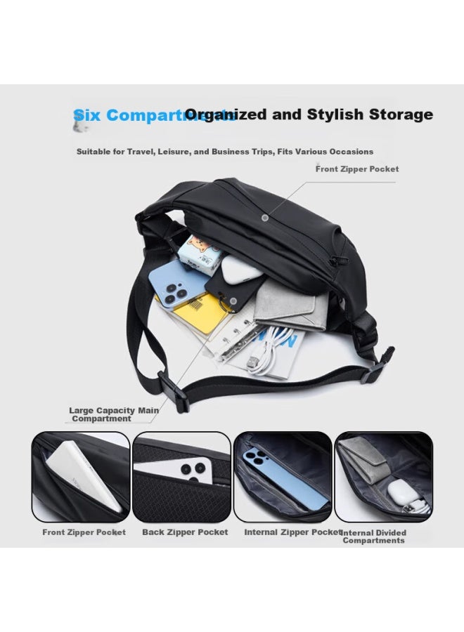 Pull Back Warrior Magnetic Buckle Men's Functional Crossbody Chest Bag Large Capacity Trendy Casual Cycling Sports Sling Bag - Image 2