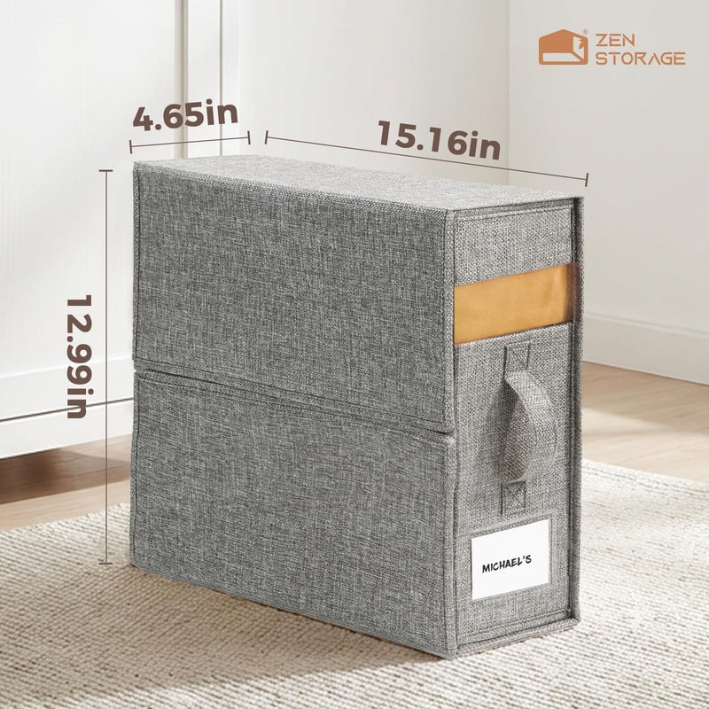 ZenStorage 4Pack Sheet Organizers for Linen Closet - King/Queen Size Bedding Storage Boxes with Clear Window, Foldable & Dustproof Linen Organizer for Blankets & Sheet Sets,Grey - Image 3
