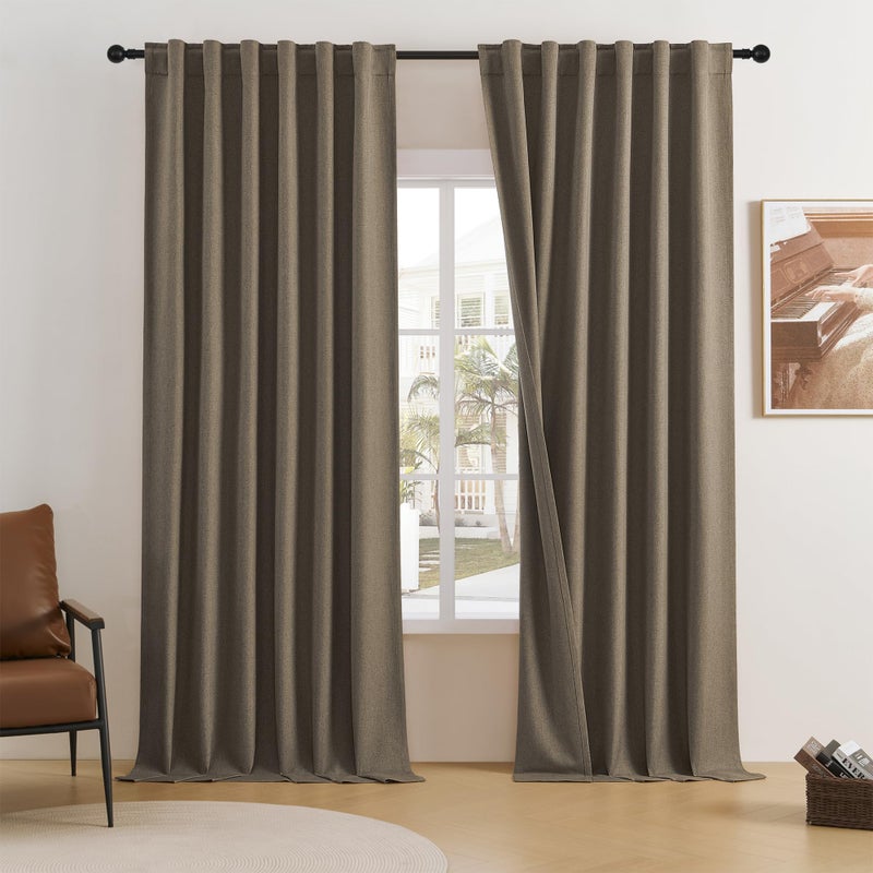 Blackout Curtains 108 Inch Extra Long Thermal Insulated Window Treatment Panels Room Darkening Blackout Drapes for Living Room Back TabRod Pocket 50 x108 InchChocolate Brown2 Panels 9ft Tall