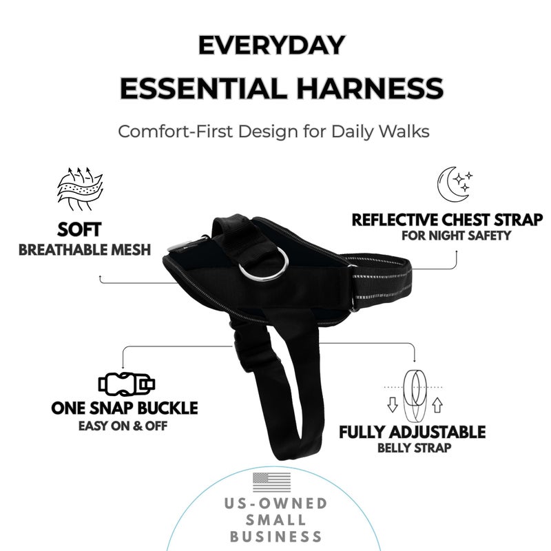 ShawnCo Essential Dog Harness, No-Pull Pet Vest with 3 Leash Clips, No Choke, Reflective, Adjustable and Padded, for Easy Walking and Training for Small, Medium and Large Dogs (Midnight, M) - Image 2