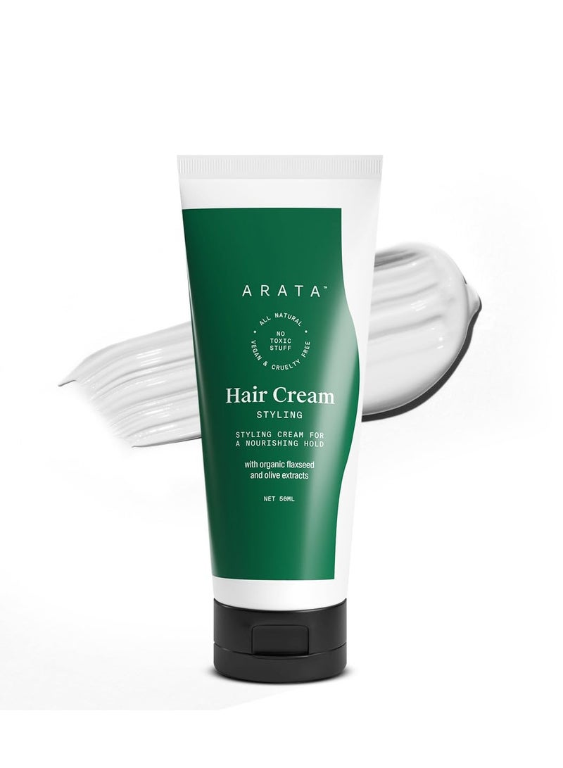 أراتا كريم تصفيف الشعر أراتا | لجميع أنواع الشعر | يقلل من التجعد ويعالج الشعر المتطاير | يمنح الشعر القصير ثباتًا ناعمًا وتحكمًا | خالٍ من الكبريتات والبارابين والسيليكون | ٥٠ مل - Image 1