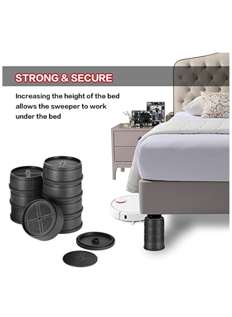 Zikra 8PCS Adjustable Furniture Risers, Heavy Duty Stackable Bed Risers, Bed Lifts with Rubber Pads, 1.5" 3" 4.5" 6" Lift Height Space, Furniture Lift Pads for Bed Furniture Frame, Couch, Sofa, Bookshelf - Image 3