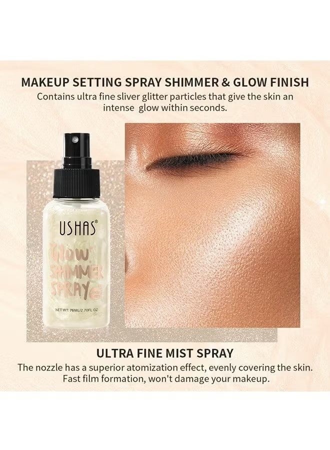 Ushas Glow Shimmer Spray - Shimmer Body Oil Liquid Easy to Push Away Natural Moisture Glitter Face Brightening Glow Pearl Highlighter Illuminator Shine Contouring Makeup for Face and Body #01 - Image 3