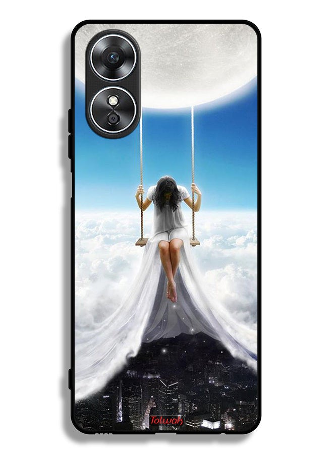 Tolwak Oppo A17 Protective Case Cover Moon Clouds Town Art - Image 2