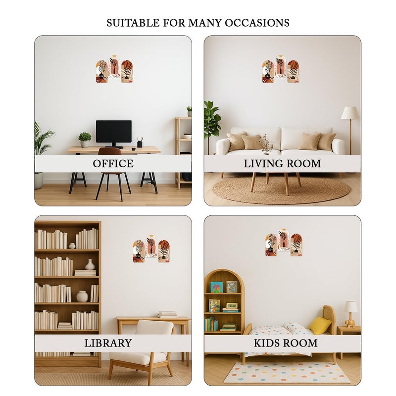 Kaameri Bazaar Boho Wall Art Abstract Geometric Composition for Wall Decoration of Living Room, Bedroom, Office Set of 3 Pieces - Image 4