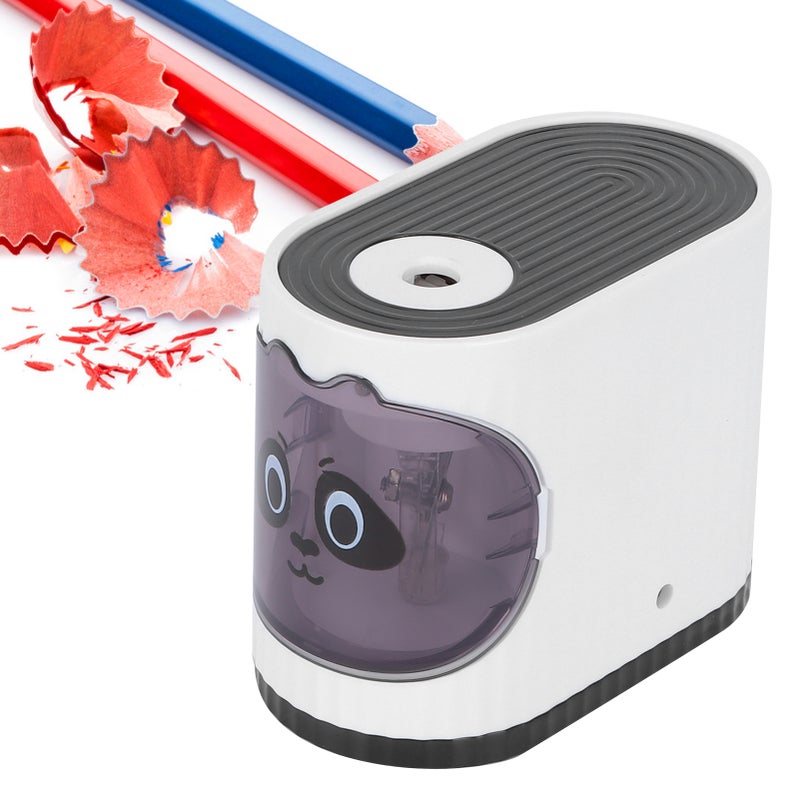 Electric Pencil Sharpener Classroom Cartoon Stationery Auto Stop for Kids ArtistsBlack - Image 2