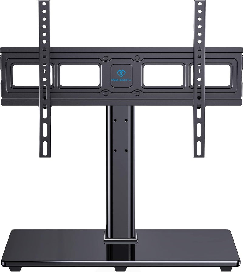 PERLESMITH Universal TV Stand Table Top TV Base for 32-82 inch LCD LED OLED 4K Flat Screen TVs-Height Adjustable TV Mount Stand with Tempered Glass Base, VESA 600x400mm - Image 1