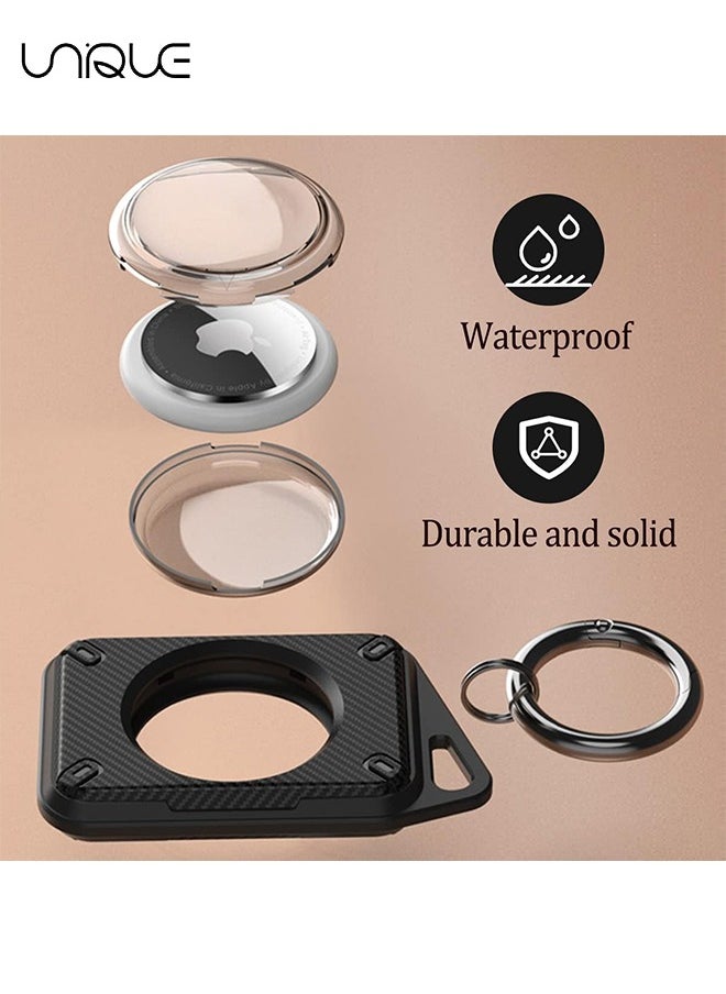 Unique 2 Packs AirTag Case - Waterproof and Scratch Resistant AirTag Case - Carbon Fiber Keychain - Black/Green  - Image 3