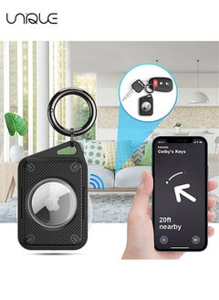يونيك 2 عبوة حافظة AirTag - حافظة AirTag مقاومة للماء والخدش - سلسلة مفاتيح من ألياف الكربون - أسود / أخضر  - Image 5