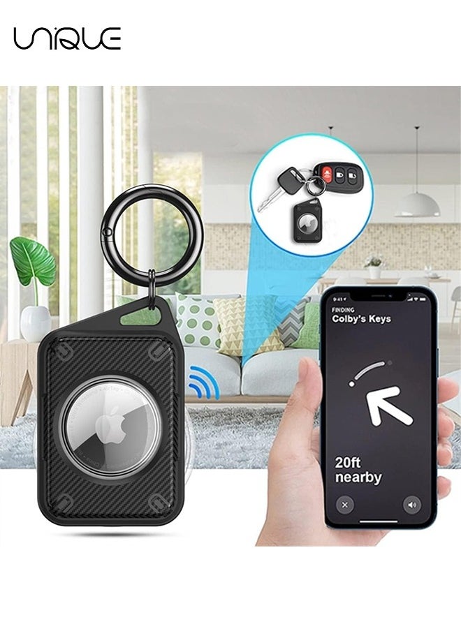 Unique 2 Packs AirTag Case - Waterproof and Scratch Resistant AirTag Case - Carbon Fiber Keychain - Black/Green  - Image 5