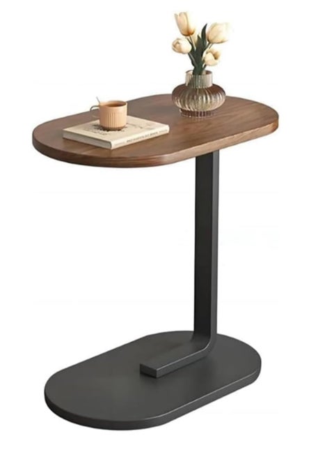 Side Table, End Table for Small Spaces, Small Couch Side Tables That Slide Under, Modern C Shaped Wood Coffee Table for Sofa and Bed