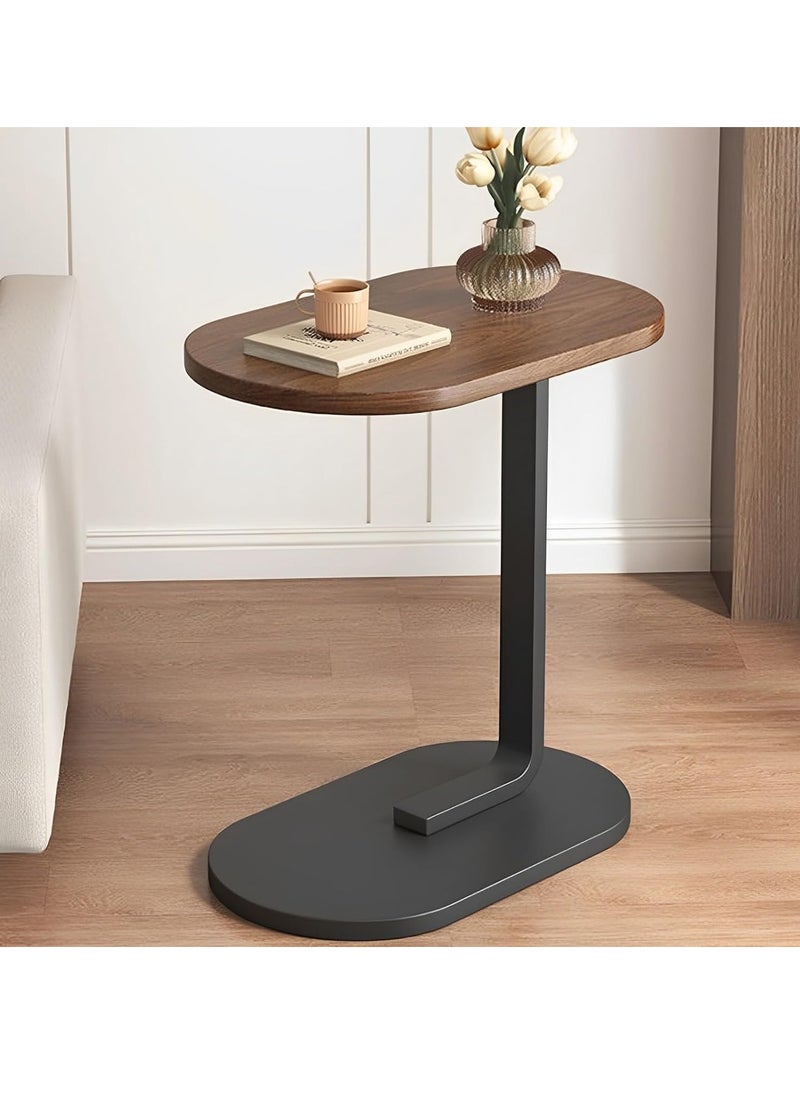 Side Table, End Table for Small Spaces, Small Couch Side Tables That Slide Under, Modern C Shaped Wood Coffee Table for Sofa and Bed