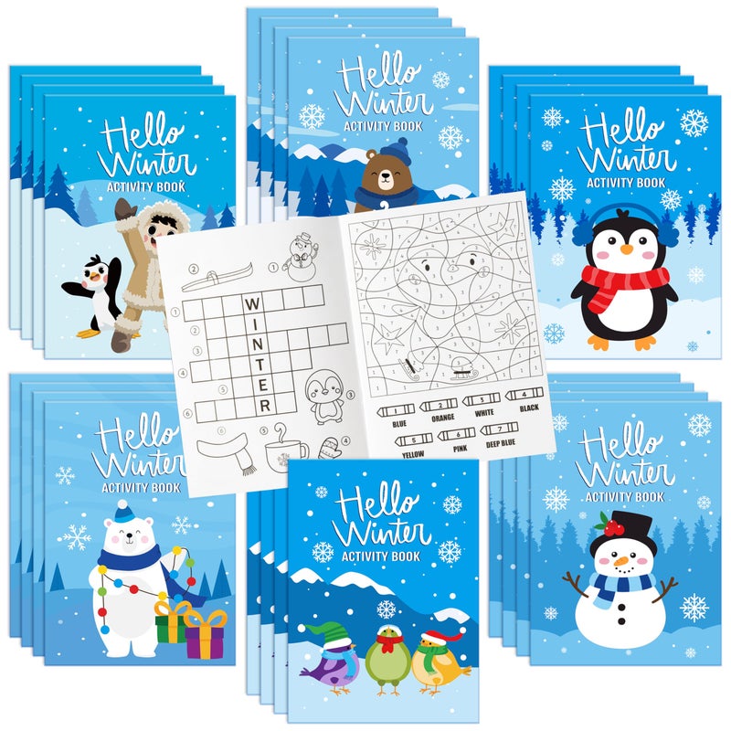 ANGOLIO 24Pcs Hello Winter Activity Coloring Books Including Snow Snowman Polar Bear Penguin DIY Art Drawing Patterns Learn Math Party Favors Christmas Gifts Home Classroom Activity Supplies for Kids - Image 3