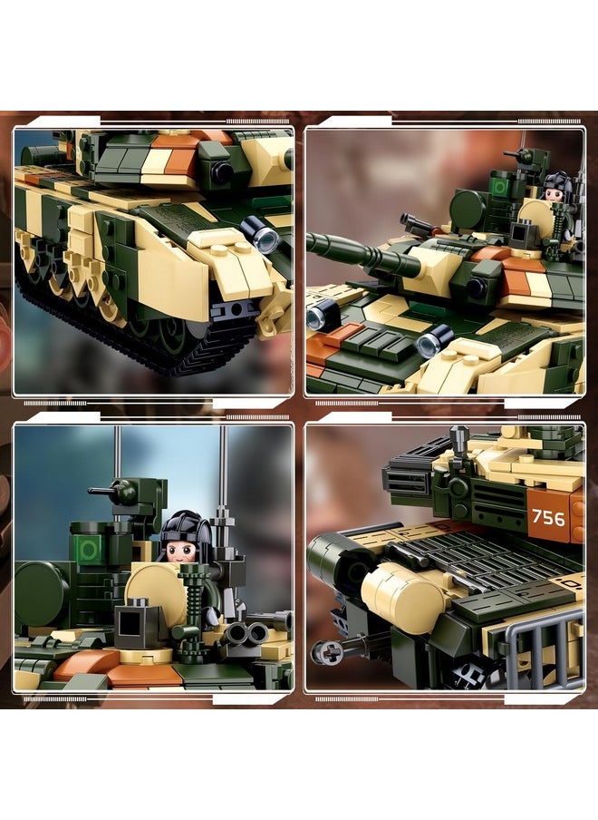 Sluban WW2 Army Tank, Inspired T90MS Main Battle Tank Brick, Army Building Set, Military Model Toy Kits, 2 Soldier Minifigures, Gifts for 6-12 Year Old Kids, Compatible with Lego Army Set, 758 PCS  - Image 4