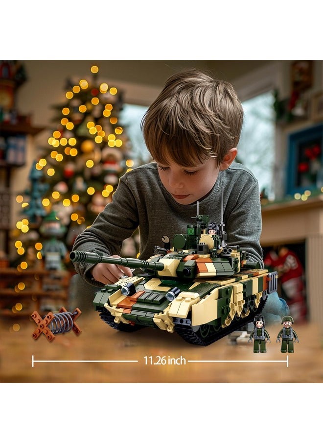 Sluban WW2 Army Tank, Inspired T90MS Main Battle Tank Brick, Army Building Set, Military Model Toy Kits, 2 Soldier Minifigures, Gifts for 6-12 Year Old Kids, Compatible with Lego Army Set, 758 PCS  - Image 5