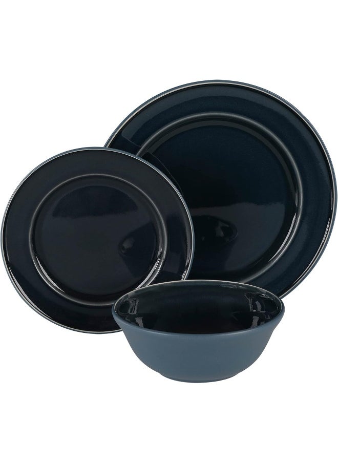 Martha Stewart Portillo 12 Piece Reactive Stoneware Dinnerware Set Blue
