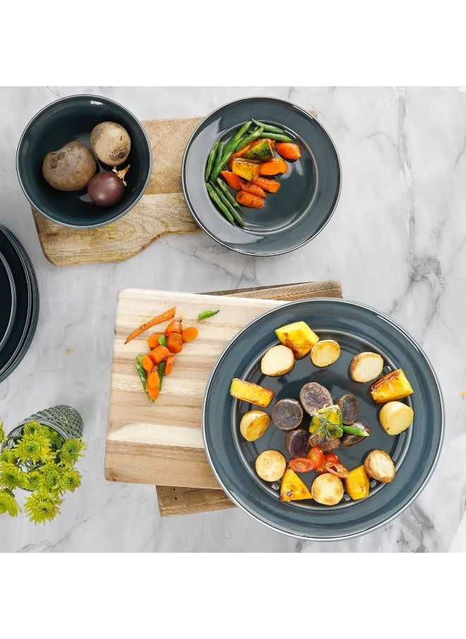 Martha Stewart Portillo 12 Piece Reactive Stoneware Dinnerware Set Blue