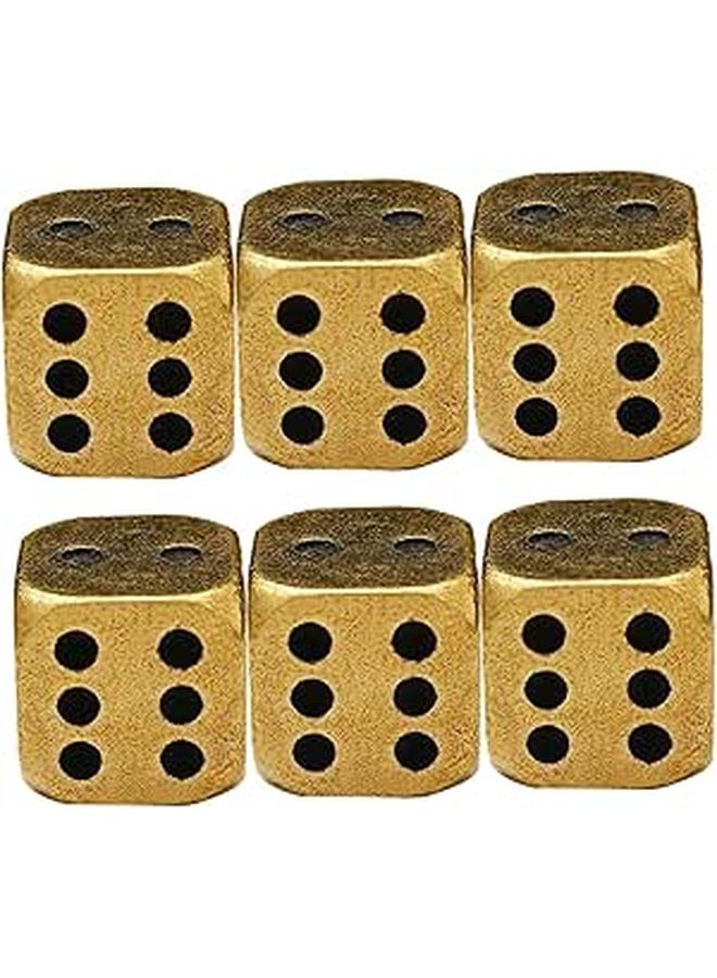 Solid Brass Dice Set 6 Pieces Rounded Corners Vintage Style for Tabletop Games Party Decor - Image 1