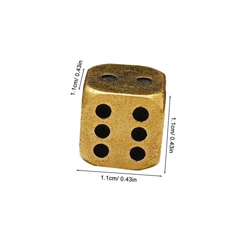 Solid Brass Dice Set 6 Pieces Rounded Corners Vintage Style for Tabletop Games Party Decor - Image 3