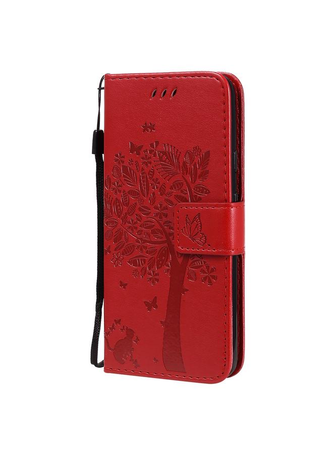 S-TOP Case For Google Pixel 4a 4G Tree & Cat Embossed Pattern Horizontal Flip Leather Case with Holder & Card Slots & Wallet & Lanyard - Image 3