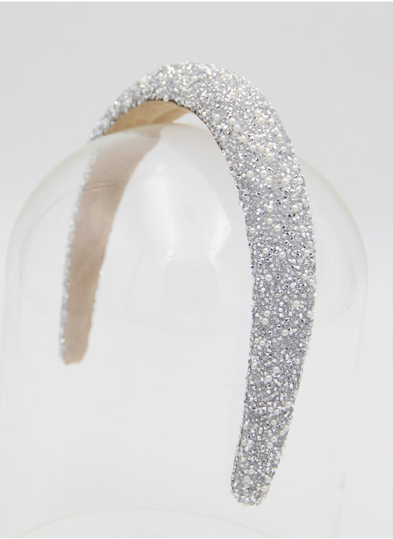 D'Daniela - Headband Retro For Women's and  Girls Silver - Image 1