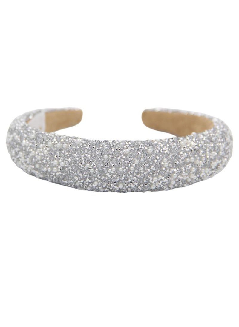 D'Daniela - Headband Retro For Women's and  Girls Silver - Image 1