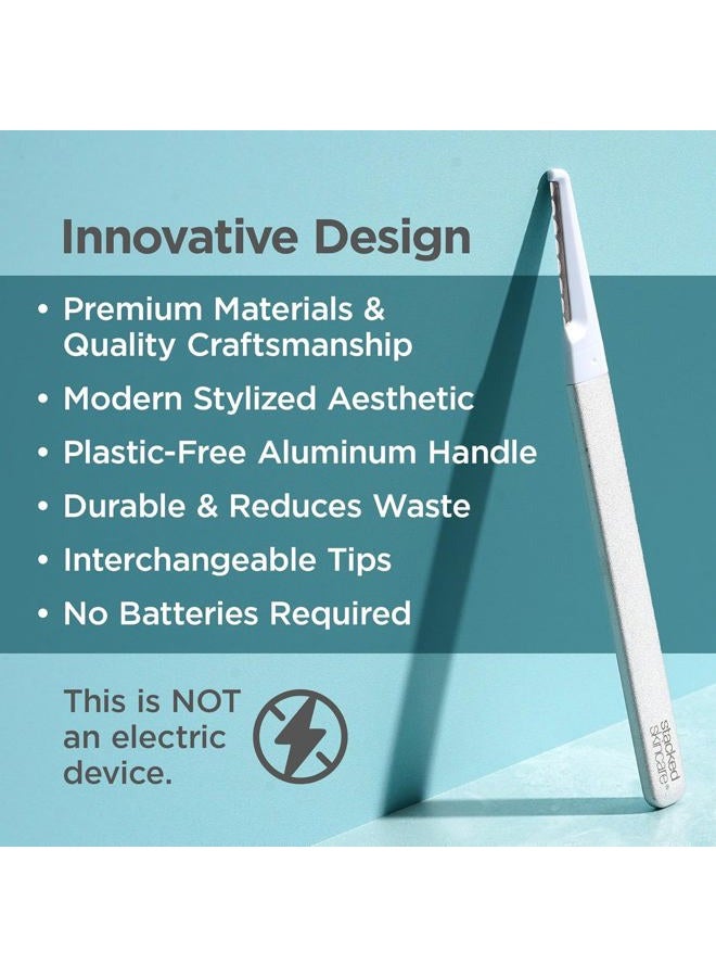 StackedSkincare Dermaplaning Face Exfoliating Tool, Professional-Grade Razor to Remove Dead Skin and Peach Fuzz, Includes 1 Aluminum Handle and 1 Razor Head (Non-Electric) - Image 3