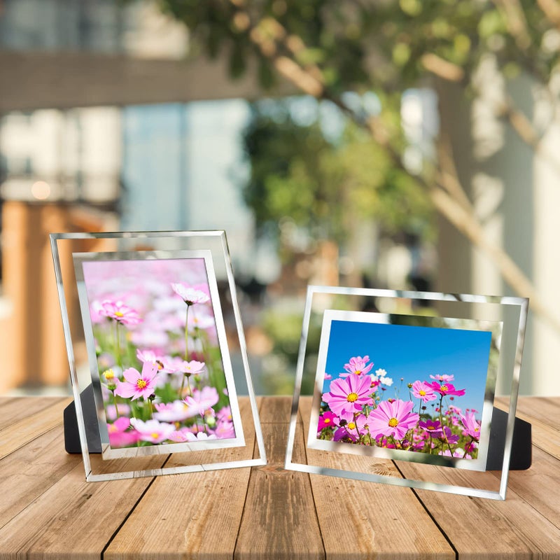 Hoikwo Bulk 5x7 Picture Frames, 4 Packs Silver Photo Frames 5 by 7, Glass Wedding Frames 5x7, Clear Mirror Wedding Photo Frames, Only for Tabletop Display Vertically or Horizontally - Image 3