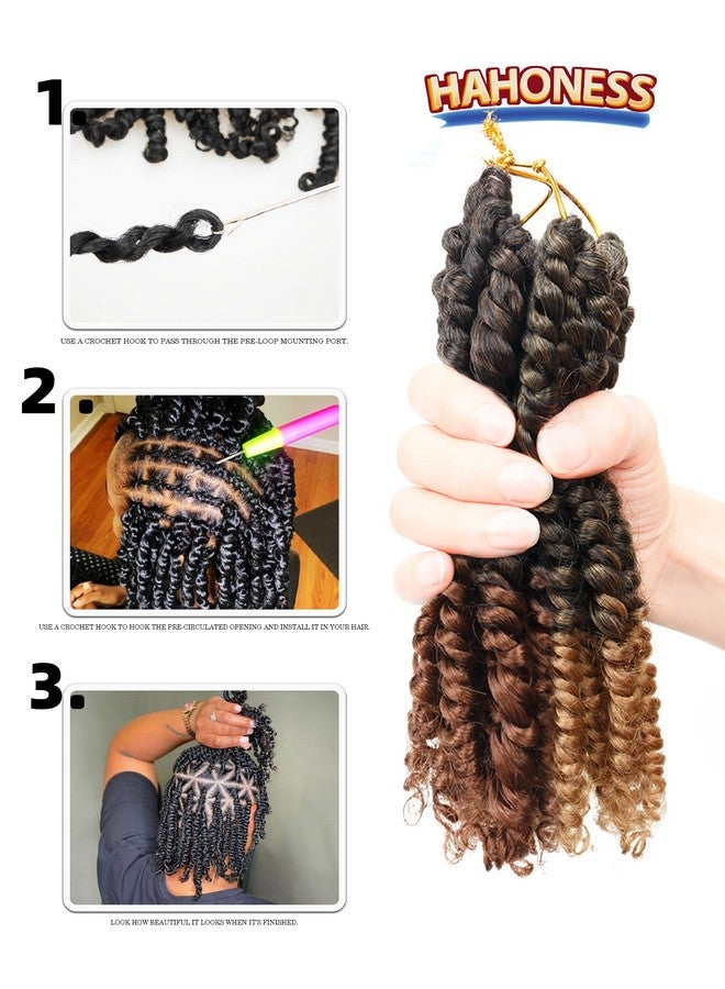 8 Inches 9 Packs Passion Twist Crochet Hair-Mixed Color Combo Pack(7 Packs 1B+1 Pack T1B/27+1 Pack T1B/30),Pre-Twisted Pre Looped Super Soft & Bouncy,For Black Women And Kids(8"-9 Packs,1B+T27+T30)