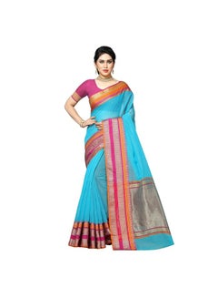Accessorize Kingdom Women's Temple Border Cotton Saree With Unstiched Blouse Piece  - Image 2
