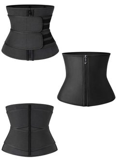 Ant Double -Layer Waist Bandage Tummy Wrap, Lumbar Support Workout Waist Belt Equipment for Gym, Women &Men Weight Loss Exercise Compression Belly Belt Black L  - Image 3