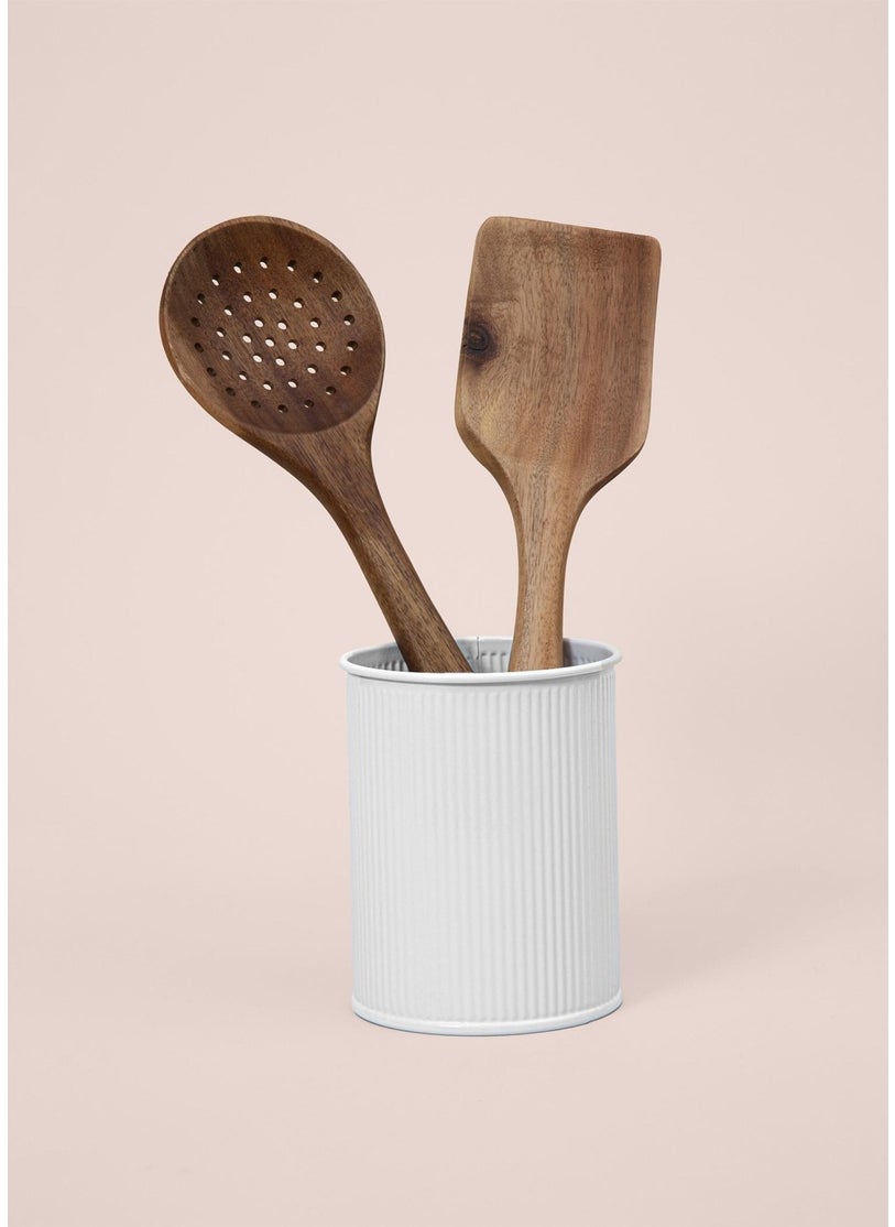 THE MIA Stripe Countertop Spoon Holder White 13X11 cm  - Image 4