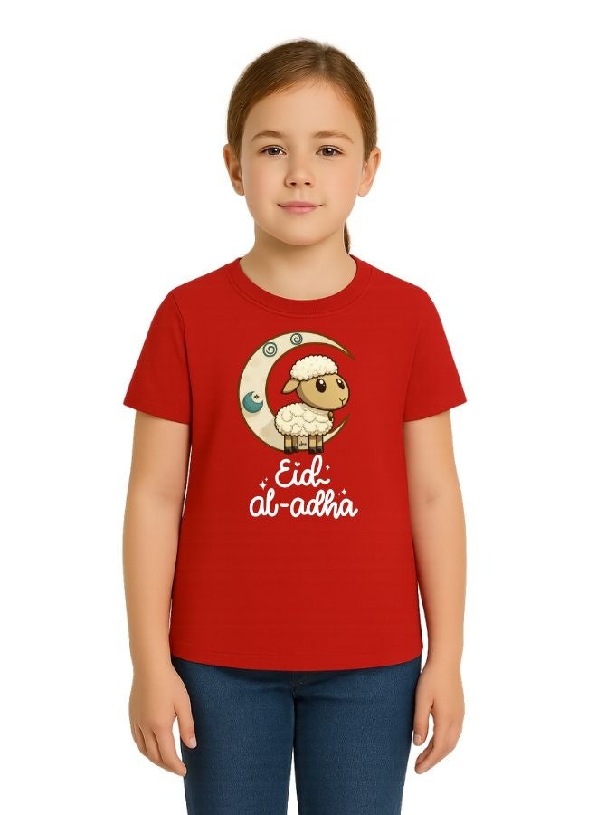 PRINTSHOP4ME Girls Eid Al-Adha Themed Cotton T-Shirt–Round Neck,Short Sleeve,Comfortable Kids Wear For Festive Celebrations - Image 1