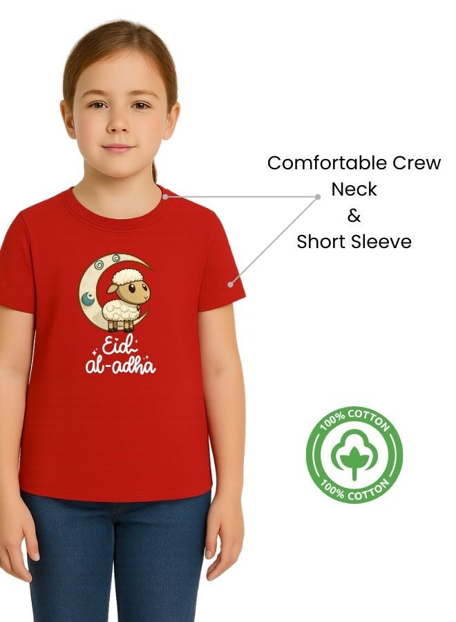 PRINTSHOP4ME Girls Eid Al-Adha Themed Cotton T-Shirt–Round Neck,Short Sleeve,Comfortable Kids Wear For Festive Celebrations - Image 3