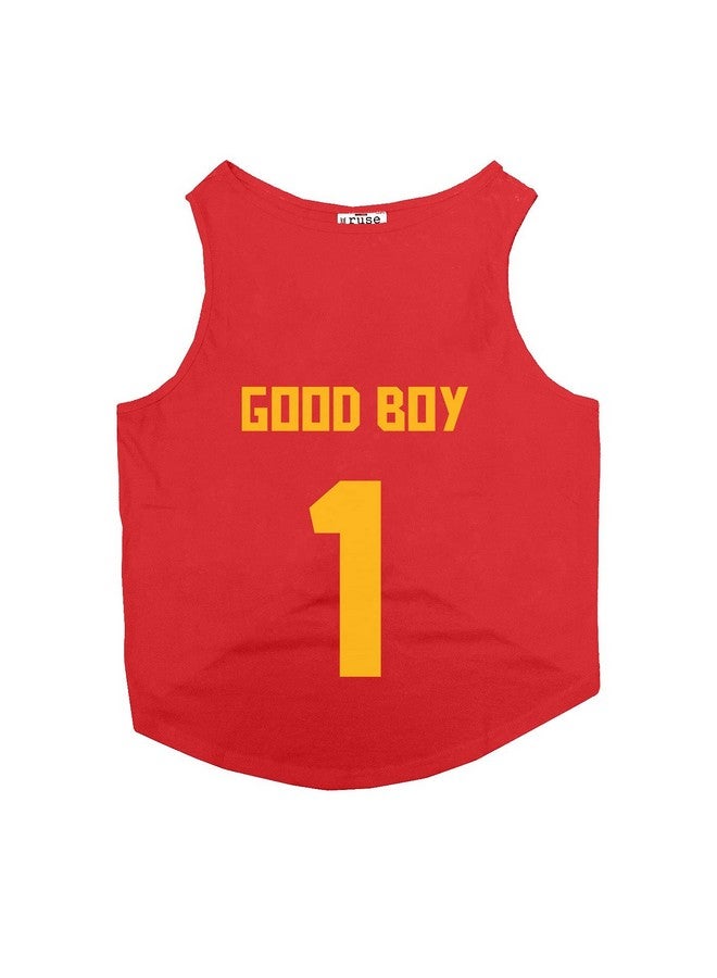 rusepin Dog T-Shirt Good Boy Jersey No.1 Printed Round Neck Sleeveless Pet Cotton Vest Tank/Apparel/Clothes/Tees Gift For Dogs (Red, Xl) (Retrievers, Labs Etc) - Image 2