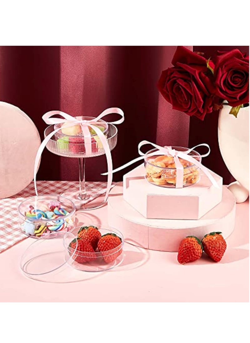 KASTWAVE 50 Pcs Plastic Acrylic Circle Box with Lid, Clear Acrylic Box, 3'' Round Cube Organizer, Transparent Storage Boxes, Fillable Paper Mache Chocolate Candy, Containers for Beads Jewelry Gift  - Image 2