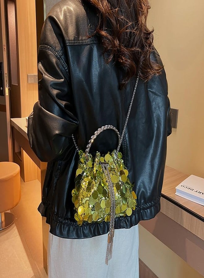 KARRESLY Evening Bag Bling Purse Shimmering Sequins Clutch Purses for Women Wedding Party Cocktail Prom Dinner(Yellow) - Image 4