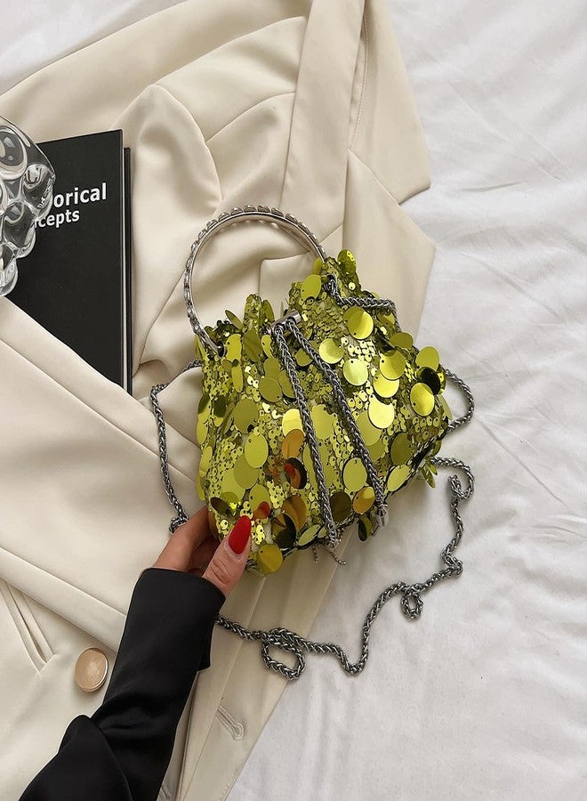 KARRESLY Evening Bag Bling Purse Shimmering Sequins Clutch Purses for Women Wedding Party Cocktail Prom Dinner(Yellow) - Image 5