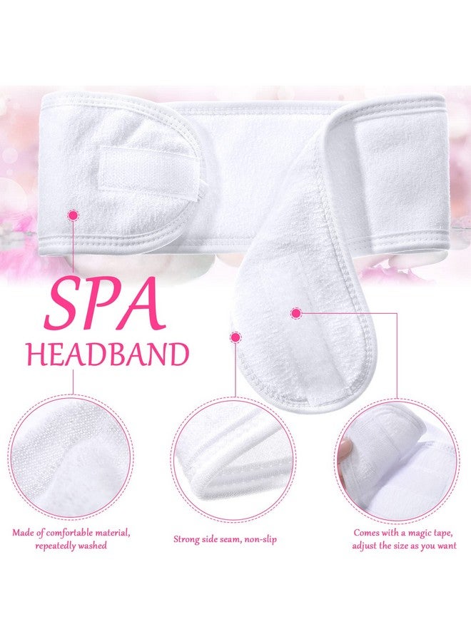 Hoteam 30 Pack Spa Headband Spa Facial Headband Spa Headband Bulk For Washing Face Makeup Headband For Shower Bath Sport Wrap Girls Headband Polyester Adjustable Towel With Hook And Loop Non Slip(White) - Image 5