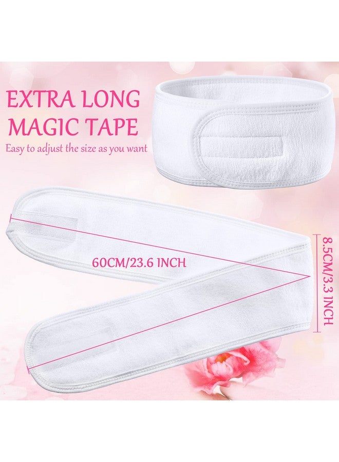 Hoteam 30 Pack Spa Headband Spa Facial Headband Spa Headband Bulk For Washing Face Makeup Headband For Shower Bath Sport Wrap Girls Headband Polyester Adjustable Towel With Hook And Loop Non Slip(White) - Image 4