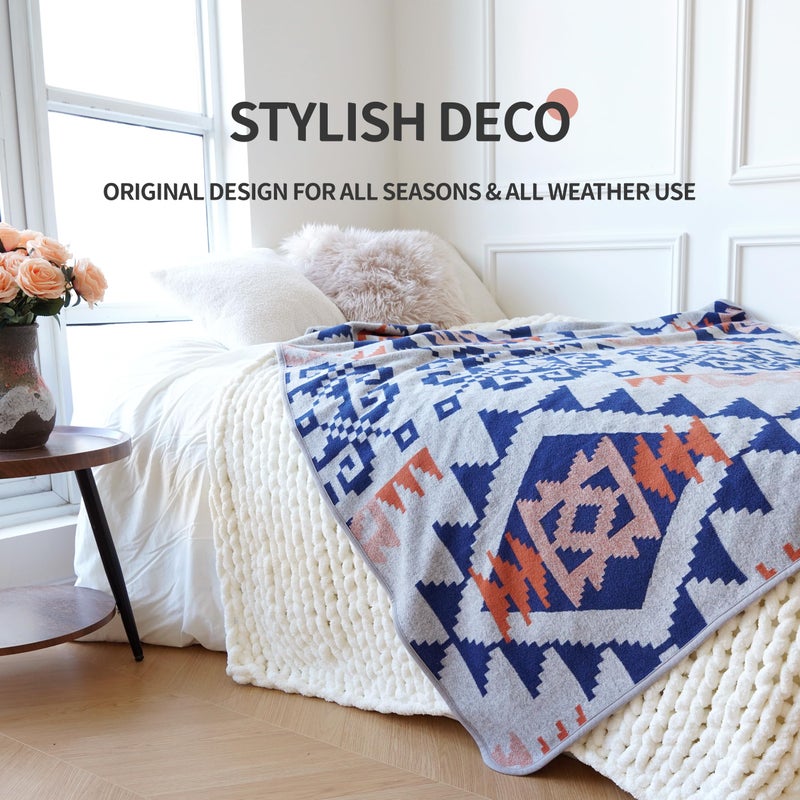 ACUSHLA Merino Wool Camp Blanket - Warm Thick Washable Large Outdoor Camping Sleeping Throw Blanket All Weather, Aztec Grey 79X63 - Image 2