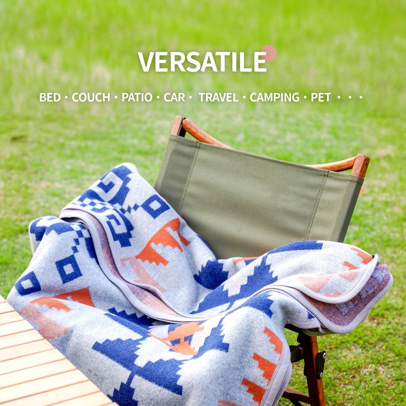 ACUSHLA Merino Wool Camp Blanket - Warm Thick Washable Large Outdoor Camping Sleeping Throw Blanket All Weather, Aztec Grey 79X63 - Image 5