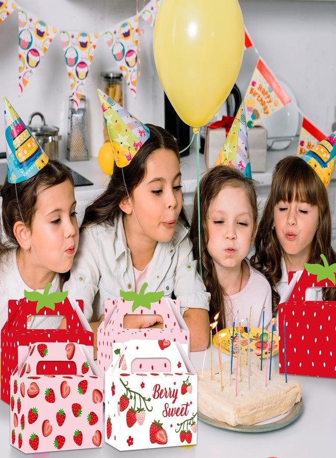 علبة فراولة من GRADESIN لتوزيعات الحفلات، 24 قطعة من علب وأكياس حلوى الفراولة كهدايا لحفلات أعياد الميلاد الأولى وحفلات استقبال المولود الجديد، 6.3 × 3.2 × 3.9 بوصة - Image 5