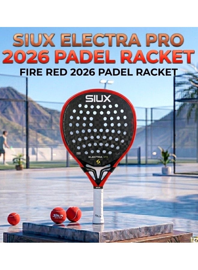 SIUX مضرب بادل Siux Electra Pro Fire Red 2026 – مضرب هجين من ألياف الكربون 12K مع قلب EVA، ولمسة نهائية رملية ثلاثية الأبعاد، قوة وتحكم للاعبين المحترفين - Image 1