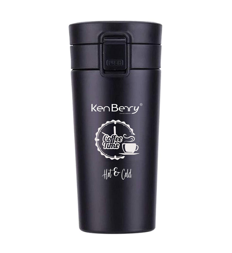KenBerry Vacuum Insulated Alpha Handy Stainless Steel Mug (350 ml) (Black) - Image 1