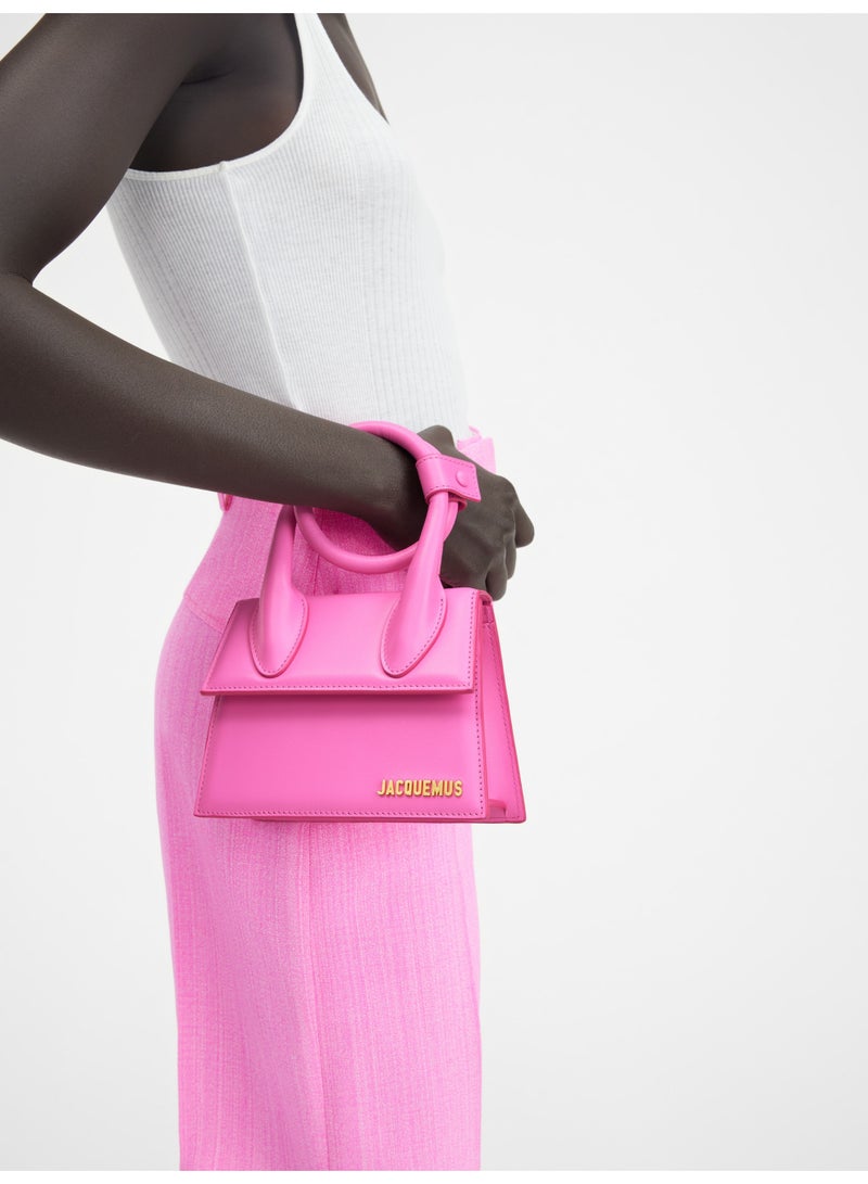 JACQUEMUS The knot Chiquito Coiled Leather Handbag With Detachable Shoulder Strap, Women's Cross-Body Bag, Women's Hand Bag, Women's Shoulder Bag, Women's Tote Bag, Women's Travel Bag, Neon-Pink-18cm - Image 3