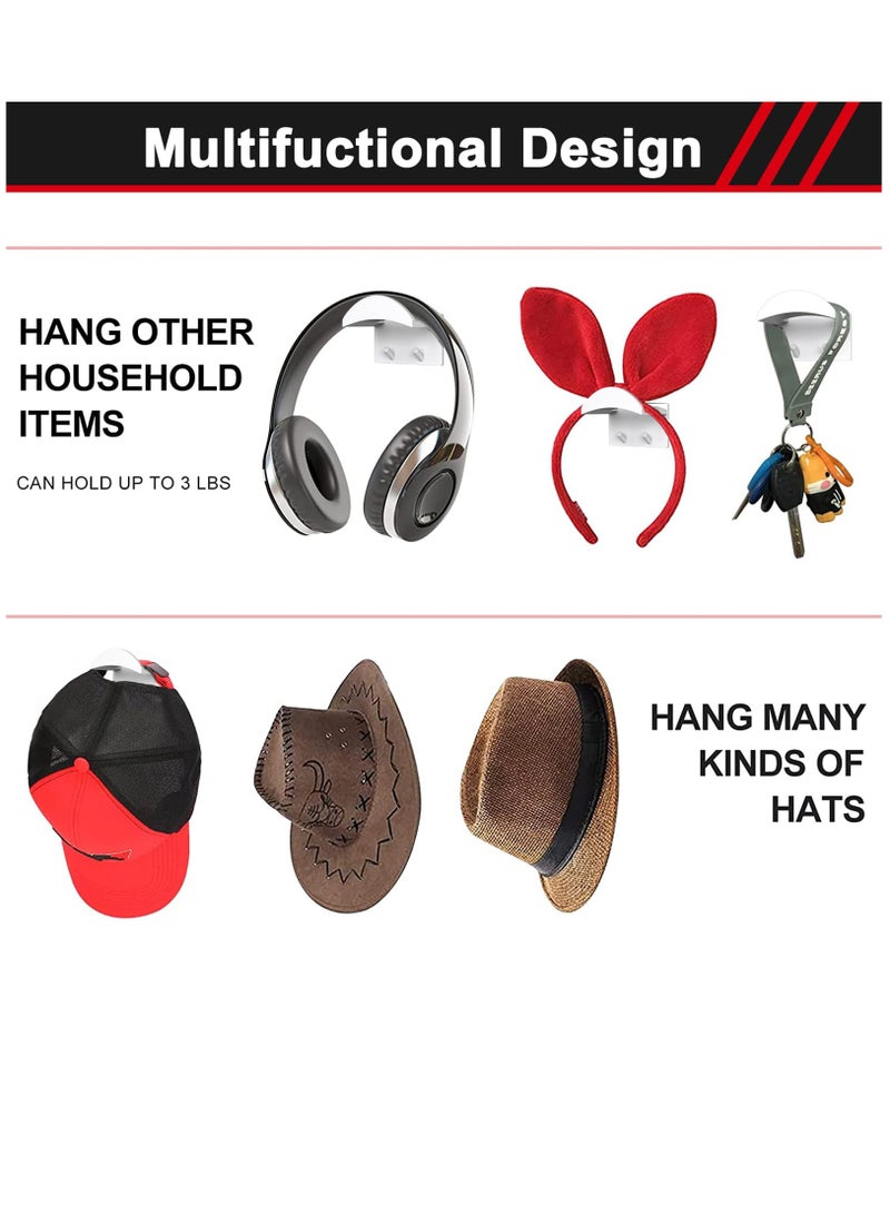 Excefore 16 PCS Adhesive Hat Hooks for Wall, Upgraded Hat Holder Hat Hangers, Hat Hook for Baseball Caps, No Drilling, Strong Hat Hooks for Ear Headbands, White  - Image 5